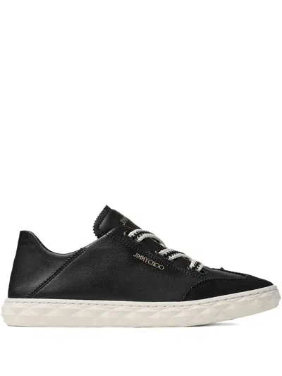 Jimmy Choo Diamond Light Leather Sneakers Contrast Sole In Black