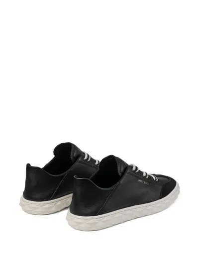 Jimmy Choo Diamond Light Leather Sneakers Contrast Sole In Black