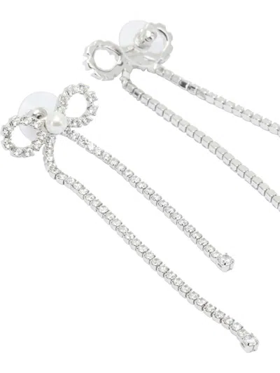 Self-portrait Bow Earrings With Crystals In White