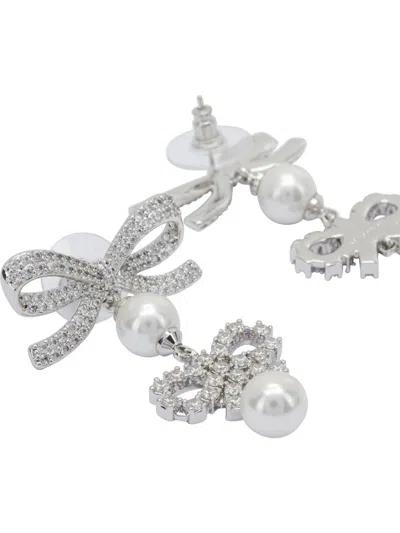 Self-portrait Double Bow Pearl Earrings In Gray