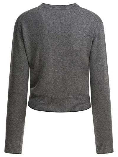Chloé Wool And Cashmere Cardigan With Logo Knitwear Grey In Gray