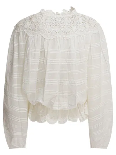 Isabel Marant Étoile Polly Lace And Cotton Blouse In White