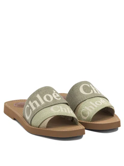 Chloé "woody" Slides In Green