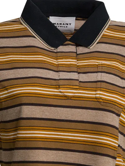 Isabel Marant Étoile Isalyne Striped Cotton Polo Shirt In Brown