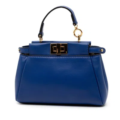 Pre-owned Fendi Blue Leather Handbag Shoulder Bag ()