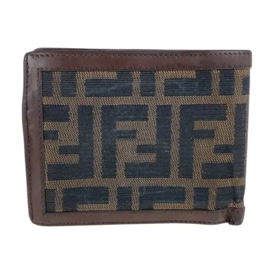 Pre-owned Fendi Brown Leather Canvas Wallet (bi-fold) ()