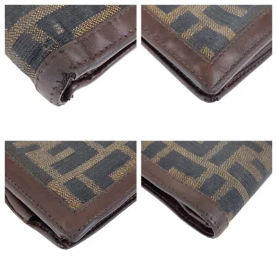 Pre-owned Fendi Brown Leather Canvas Wallet (bi-fold) ()