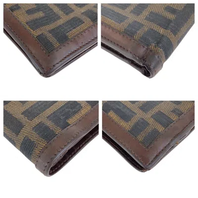 Pre-owned Fendi Brown Leather Canvas Wallet (bi-fold) ()