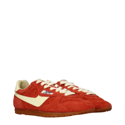 Autry Windspin Suede And Leather Sneakers In Rubyrutabaga In Red
