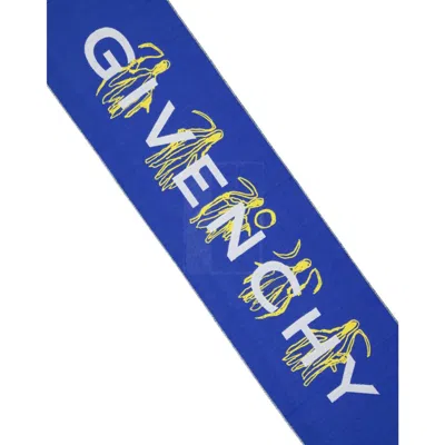 Givenchy Logo Wool Scarf Men In Blue