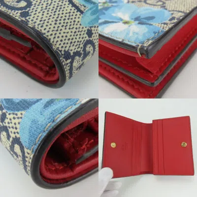 Pre-owned Gucci Beige Blue Gg Supreme Canvas Wallet (bi-fold) ()