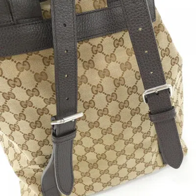 Pre-owned Gucci Beige Brown Gg Canvas Backpack () In Multi