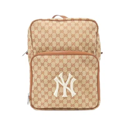 Pre-owned Gucci Beige Gg Canvas Backpack () In Sand