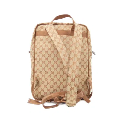 Pre-owned Gucci Beige Gg Canvas Backpack () In Sand