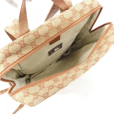 Pre-owned Gucci Beige Gg Canvas Backpack () In Sand