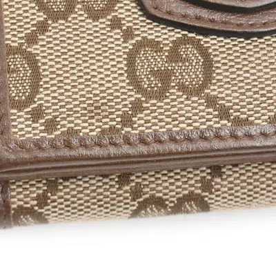 Pre-owned Gucci Beige Gg Canvas Wallet (tri-fold) () In Sand