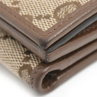 Pre-owned Gucci Beige Gg Canvas Wallet (tri-fold) () In Sand