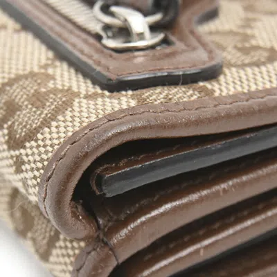 Pre-owned Gucci Beige Gg Canvas Wallet (tri-fold) () In Sand