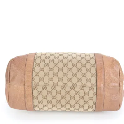 Pre-owned Gucci Beige Leather Canvas Tote Bag () In Sand