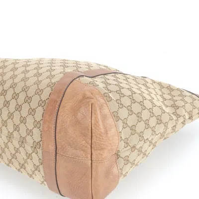 Pre-owned Gucci Beige Leather Canvas Tote Bag () In Sand