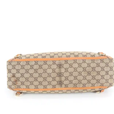 Pre-owned Gucci Beige Leather Canvas Tote Bag () In Sand