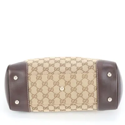 Pre-owned Gucci Beige Leather Canvas Tote Bag () In Sand