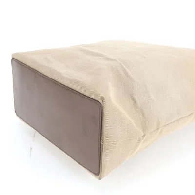 Pre-owned Gucci Beige Leather Canvas Tote Bag () In Sand