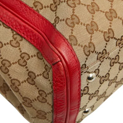 Pre-owned Gucci Beige Red Color Canvas Leather Tote Bag () In Multi