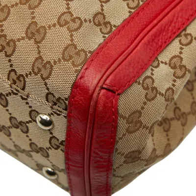 Pre-owned Gucci Beige Red Color Canvas Leather Tote Bag () In Multi