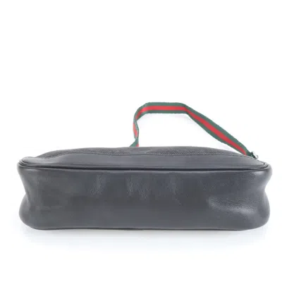 Pre-owned Gucci Black Leather Canvas Pouch Shoulder Bag ()