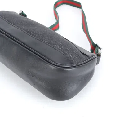 Pre-owned Gucci Black Leather Canvas Pouch Shoulder Bag ()