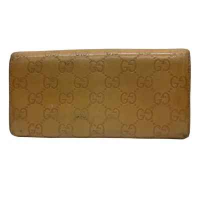 Pre-owned Gucci Brown Camel Leather Long Wallet (bi-fold) ()
