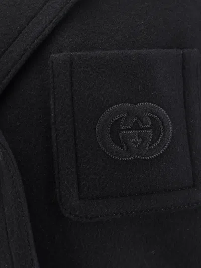 Gucci Batavia Wool Coat In Black