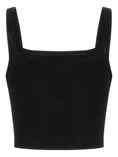 Balmain Cropped Sleeveless Top Gold Button Detail In Black