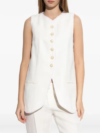 Etro Button-down Waistcoat With Trims In White