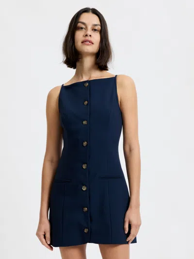French Connection Azra Twill Square Neck Dress  Dresses In Blue