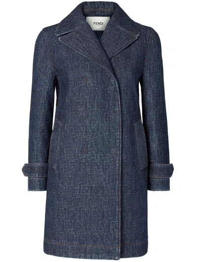 Fendi Monogram Denim Jacket In Blue