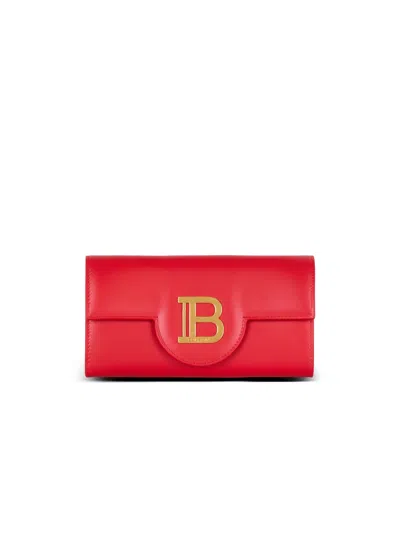Balmain B-buzz Leather Wallet In Red