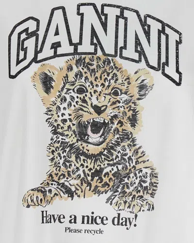 Ganni Basic Jersey Leopard Relaxed T-shirt Leopard In Multi
