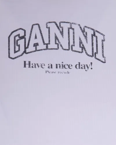 Ganni Essential Basic T-shirt Bright White In Multi