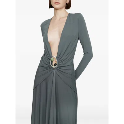 Christopher Esber Orica Crystal Ruched V-neck Dress In Green