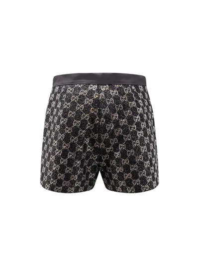 Gucci Lightweight Lamé Wool Tweed Shorts In Blue