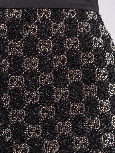 Gucci Lightweight Lamé Wool Tweed Shorts In Blue