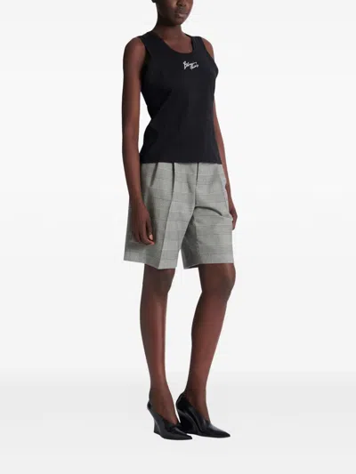 Balmain Logo Cotton Tank Top In Black