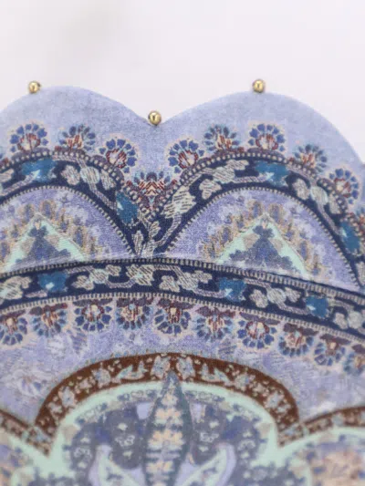 Zimmermann Wanderlust Strapless Embellished Paisley-print Bikini Top In Purple