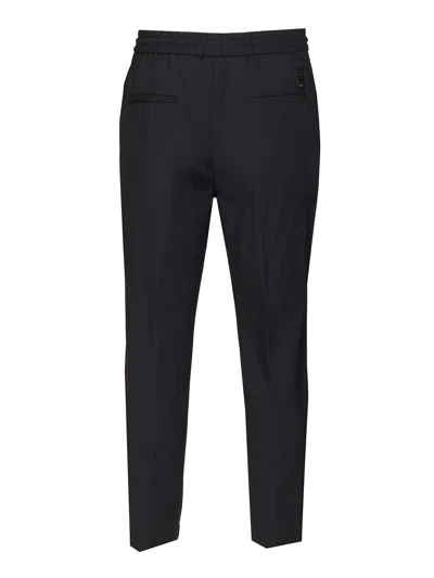 Jacob Cohen Pantalone Relaxed Carrot Fit Daniel Rw Coulisse 100 Lana Trousers Blue In Black