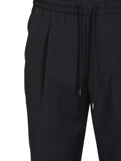 Jacob Cohen Pantalone Relaxed Carrot Fit Daniel Rw Coulisse 100 Lana Trousers Blue In Black