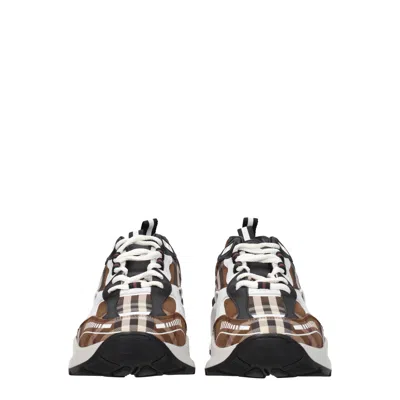 Burberry Sean Check-print Leather Low-top Trainers In Dark Birch Brown