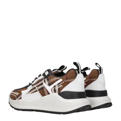 Burberry Sean Check-print Leather Low-top Trainers In Dark Birch Brown