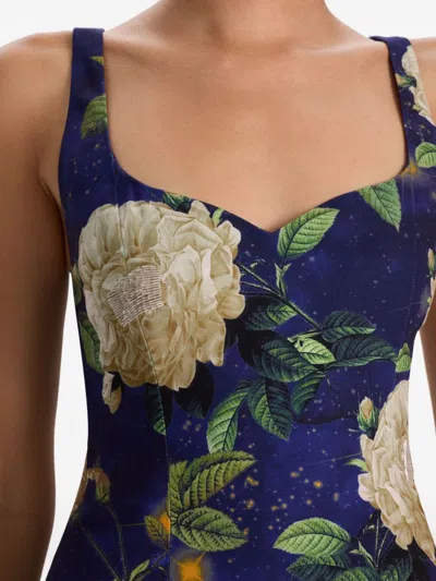 Alice And Olivia Eve Sweetheart Embellished Dress In Blue